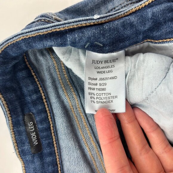 Judy Blue Dark Wash Distressed Denim Stretch Wide Leg Jeans 29 - Picture 4 of 7